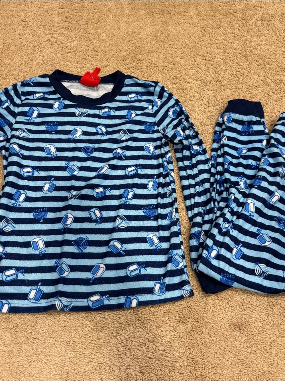 Unisex Kids Blue Hanukkah Pajama Set - Navy & Light Blue